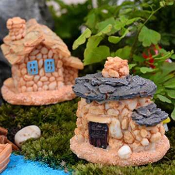 Trasfit Mini Fairy Garden Stone House Set for Outdoor