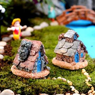 Trasfit Mini Fairy Garden Stone House Set for Outdoor