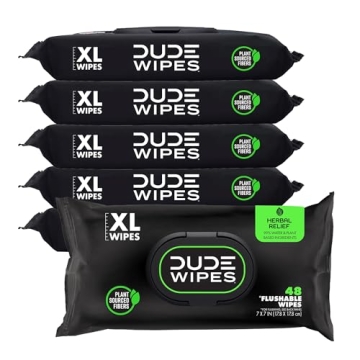 DUDE Wipes Flushable - Herbal Extra-Large Wet Wipes - 6 Pack
