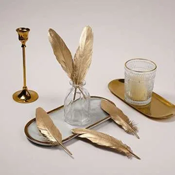 Larryhot Gold Goose Feathers - 60 pc DIY Crafts Supply