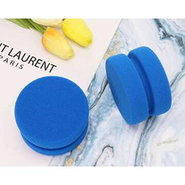 Paint Sponge Applicator PENTA ANGEL 2Pcs 3.1 Inch Double-Side Round Detail Sponge Painting Sponges for Acrylic Oil Watercolor Art Paint or Car Waxing Kitchen Cleaning (Blue)