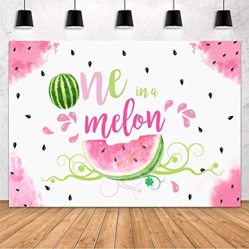 MEHOFOND One in a Melon Backdrop Watermelon Theme Happy 1st Birthday Party Decoration Summer Fruit P...