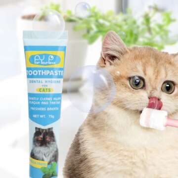 CUECOMER Pet Dental Kit: Toothbrush & Toothpaste for Cats and Dogs