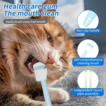 CUECOMER Pet Dental Kit: Toothbrush & Toothpaste for Cats and Dogs