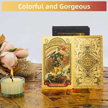 SIOKUY Tarot Cards Deck, Luxury Tarot Card Deck, Splendid Classic Tarot Deck, Durable Waterproof Gold Foil Tarot Decks for Beginners (Gold Sun)