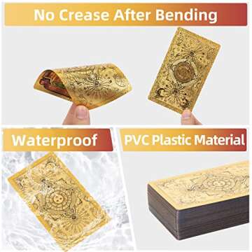 SIOKUY Tarot Cards Deck, Luxury Tarot Card Deck, Splendid Classic Tarot Deck, Durable Waterproof Gold Foil Tarot Decks for Beginners (Gold Sun)