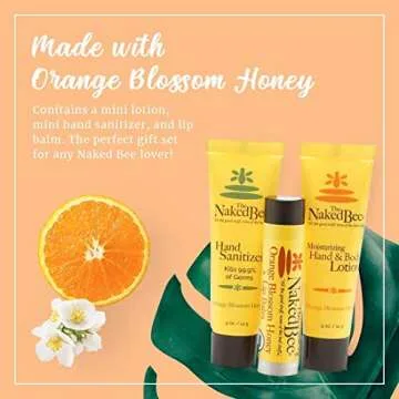 The Naked Bee Orange Blossom Honey Hand and Body Lotion 6.7oz + Honey Bee Hand & Body Lotion, Lip Balm, and Hand Sanitizer + Hand & Cuticle Healing Salve (1.5oz/Sunflower, Beeswax & Shea Butter)