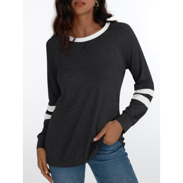 Trendy AUTOMET Women's Long Sleeve Color Block Tops
