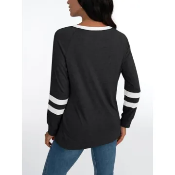 Trendy AUTOMET Women's Long Sleeve Color Block Tops