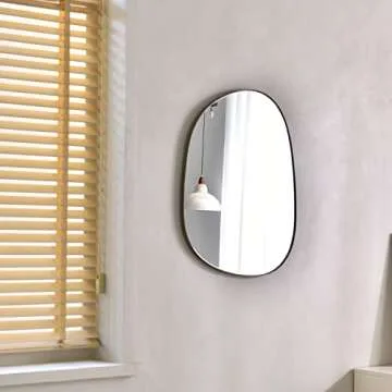 Asymmetrical Mirror for Wall Decor 23"*30", Modern Brass Framed Wall Mirror for Living Room Bathroom Bedroom Entryway ELE-STOU-0064G