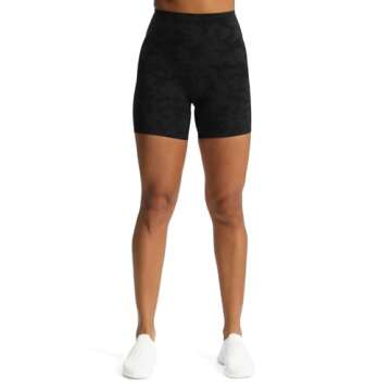 Aoxjox Metamorph Workout Biker Shorts for Women Tummy Control High Waisted Athletic Gym Running Deep V Yoga Short 6" (Cloud Black, X-Small)