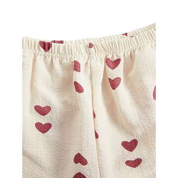 Verdusa Women's 2 Piece Pajama Sets Cute Printed Pj Set Button Up Shirts with Shorts Lounge Sleepwear Beige S