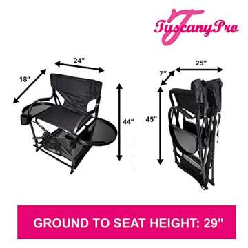 Tuscany Pro Makeup & Hair Stylist Chair w/Power Strip - Adjustable Seat Height - Bonus Brush Bucket ...