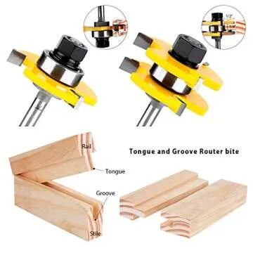 KOWOOD Tongue and Groove Router Bit Set for Woodworking