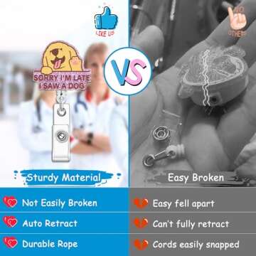 Funny Badge Holder Retractable Cute Dog Badges Reels Accessories ID Clip for Nursing Nurses Doctor S...