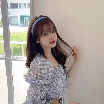 Agirlvct 7 Pack Headbands for Women,Non Slip Flower Headband,Fashion Pearl Headbands,Twisted Headband, White Head Bands Student Hair Accessories Birthday Thanksgiving Christmas Gift for Girl (Blue)