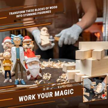 BeaverCraft BW19 Basswood Carving Blocks - 19PCS Unfinished Wood Blocks Set for Crafts