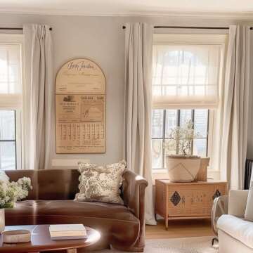 INOVADAY 100% Blackout Curtains for Bedroom, Thermal Black Out Curtains, Back Tab/Rod Pocket Linen Blackout Drapes, Room Darkening Drapes for Living Room, 52''W x 84''L, Oatmeal