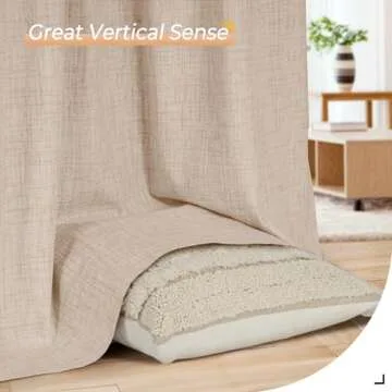 INOVADAY 100% Blackout Curtains for Bedroom, Thermal Black Out Curtains, Back Tab/Rod Pocket Linen Blackout Drapes, Room Darkening Drapes for Living Room, 52''W x 84''L, Oatmeal