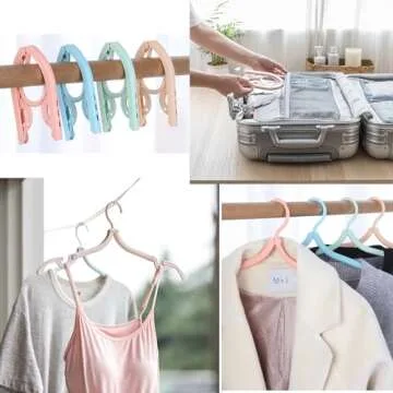 12Pcs Travel Hangers Foldable Portable Plastic Hangers Folding Clothes Hangers Space Saving Clothes Hangers for Business Trip Travel