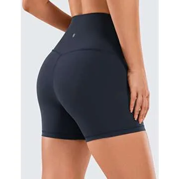 CRZ YOGA Women's Naked Feeling Biker Shorts - 4 Inches High Waist Yoga Workout Running Gym Spandex N...