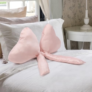 Beeveer Big Bow Throw Pillow Elegant Satin Accent Cushion