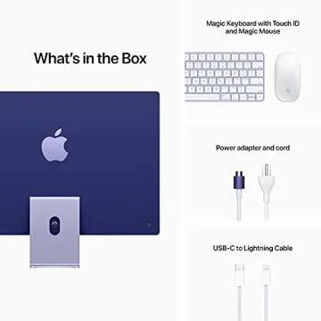Apple 2021 iMac All in one Desktop Computer with M1 chip: 8-core CPU, 8-core GPU, 24-inch Retina Display, 8GB RAM, 256GB SSD Storage, Matching Accessories. Works with iPhone/iPad; Purple