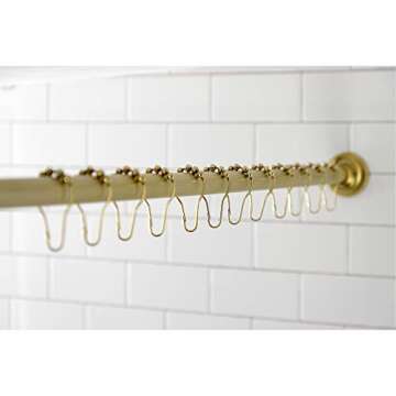 Kingston Brass KSR607 Edenscape 72-Inch Adjustable Stainless Steel Shower Curtain Rod with Rings, Br...