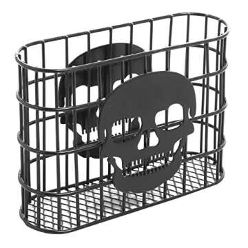 MyGift Black Metal Wire Napkin Holder with Skull Cut Out Design, Halloween Table Decor