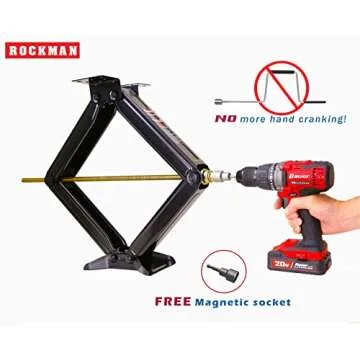 ROCKMAN RV Camper Trailer Stabilizer Leveling Scissor Jacks w/Socket & Level 24" 7500lbs Set 4