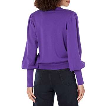 The Drop Women's Vivienne Padded Shoulder Crew-Neck Sweater, Dark Purple, M