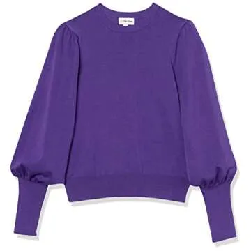 The Drop Women's Vivienne Padded Shoulder Crew-Neck Sweater, Dark Purple, M