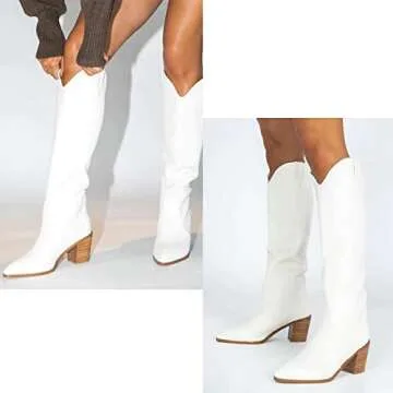 MUCCCUTE White Cowboy Boots for Women Stylish Western Footwear