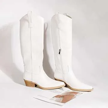MUCCCUTE White Cowboy Boots for Women Stylish Western Footwear