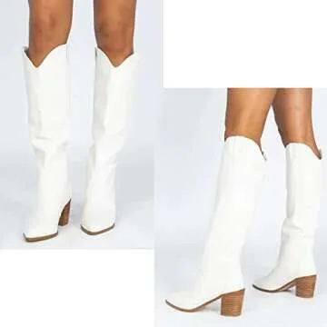 MUCCCUTE White Cowboy Boots for Women Stylish Western Footwear
