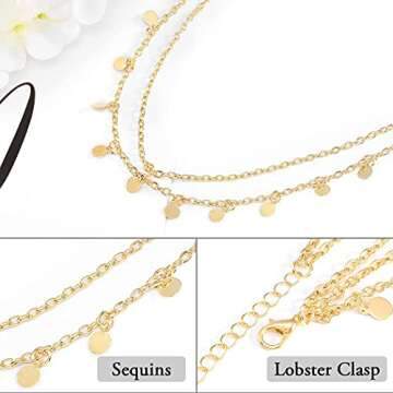 Brinie Boho Head Chain Gold Small Coins Hair Chain Wedding Head Jewelry Festival Halloween Costume Bridal Hair Chain Headpiece Hair Accessories for Women and Girls