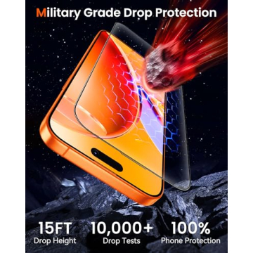 Mkeke for iPhone 17 Pro Screen Protector 3 Pack [9H+ Tempered Glass] [Military-Grade Drop Protection...