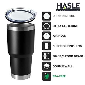 HASLE OUTFITTERS 30oz Stainless Steel Tumbler, Double Wall Vacuum Insulated Travel Mug Tumbler, Dura...