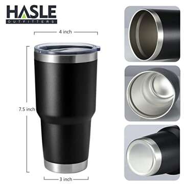 HASLE OUTFITTERS 30oz Stainless Steel Tumbler, Double Wall Vacuum Insulated Travel Mug Tumbler, Durable Insulated Coffee Mug, Gift Box Set (Black, 1)