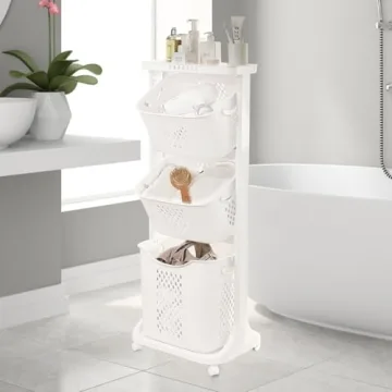 Efficient 3-Tier Rolling Laundry Cart for Easy Sorting
