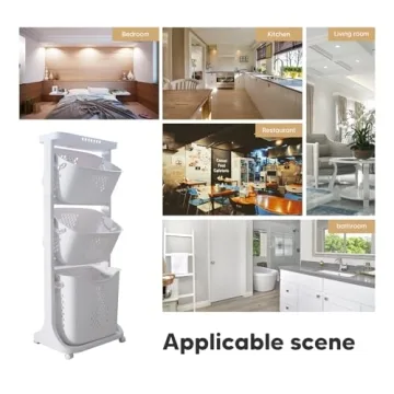 Efficient 3-Tier Rolling Laundry Cart for Easy Sorting