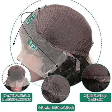 Douyin Body Wave Lace Front Wig Human Hair Pre Plucked 13x4 HD Transparent Lace Front Wigs For Women Human Hair Wig Frontal Wigs Natural Black Color (16 inch Body Wave Wig)