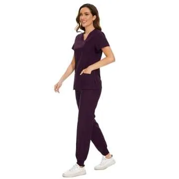 COZYFIT Women's Scrubs Set - Stylish & Functional 8-Pocket Design