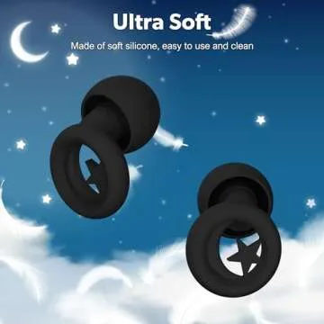 2 Pairs Ear Plugs for Sleeping, 33dB Noise Cancelling Ear Plugs, Design for Sleeping, Super Soft, Reusable Silicone Hearing Protection Ear Plugs for Sleep, Snoring, Focus, Noise Sensitivity, Black