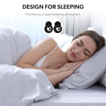 2 Pairs Ear Plugs for Sleeping, 33dB Noise Cancelling Ear Plugs, Design for Sleeping, Super Soft, Reusable Silicone Hearing Protection Ear Plugs for Sleep, Snoring, Focus, Noise Sensitivity, Black