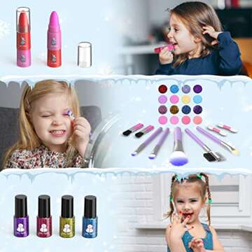 GirlsHome Kids Makeup Kit for 3-12 - Safe & Fun 35 Pcs Set
