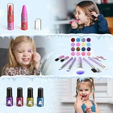 GirlsHome Kids Makeup Kit for 3-12 - Safe & Fun 35 Pcs Set