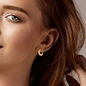 Wgoud 6 Pairs Gold Hoop Earrings Set for Women, 14K Gold Plated Hypoallergenic Lightweight Chunky Open Huggie Hoops Earrings Jewelry for Gift. (3 gold waterdrop)