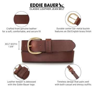 Eddie Bauer Women's Classic Leather Belt - Durable Style