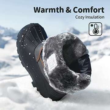 DREAM PAIRS Little Kid Knorth Navy Grey Orange Isulated Fur Winter Waterproof Snow Boots Size 1 M US Little Kid